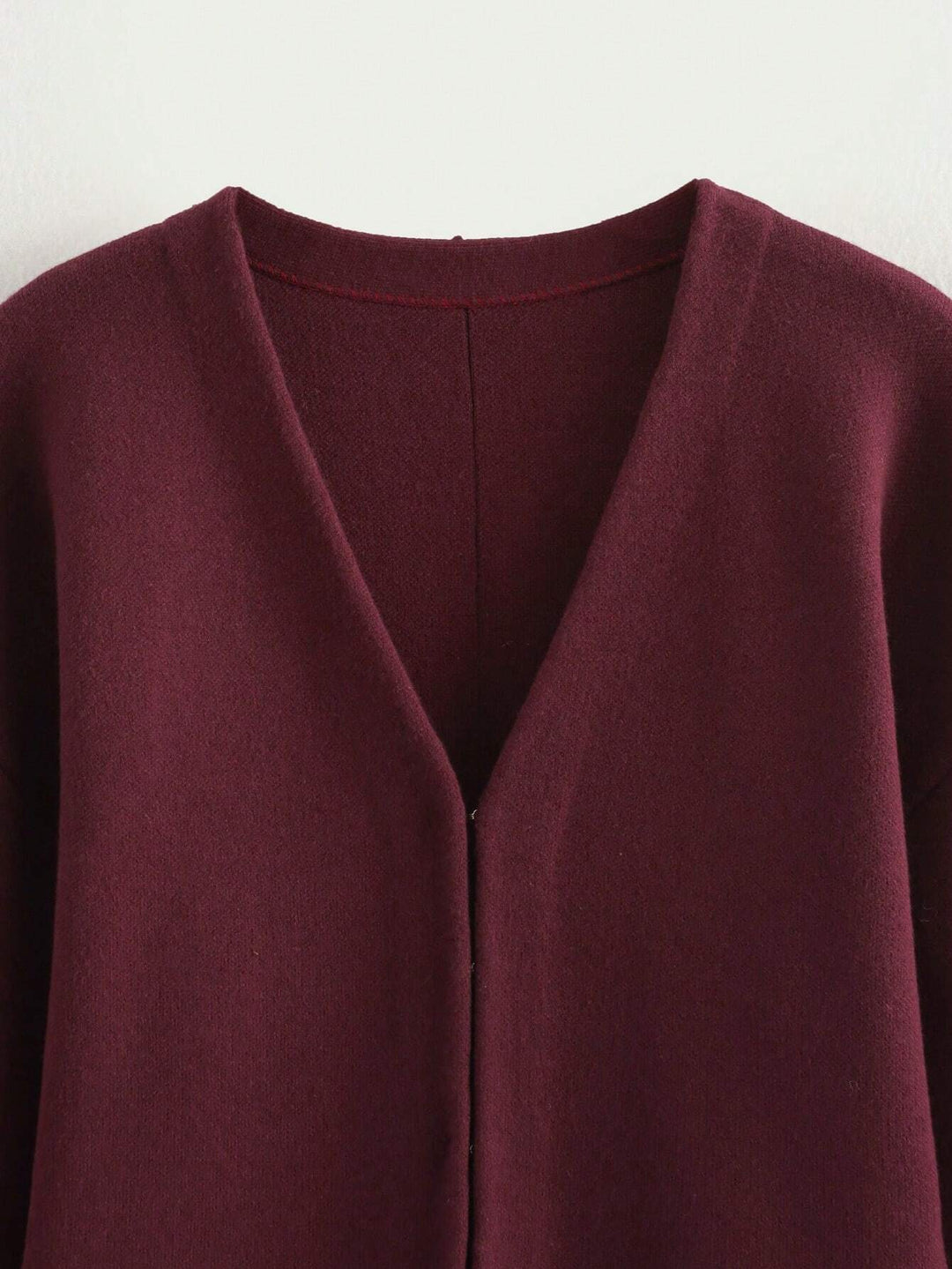 Bordeaux Cinch Button-Up Knit Top