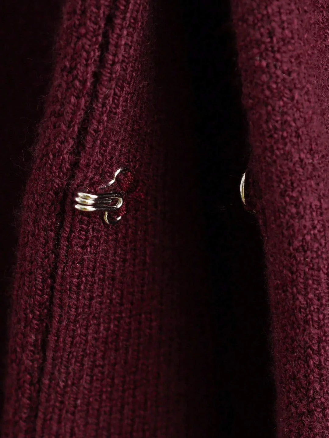 Bordeaux Cinch Button-Up Knit Top