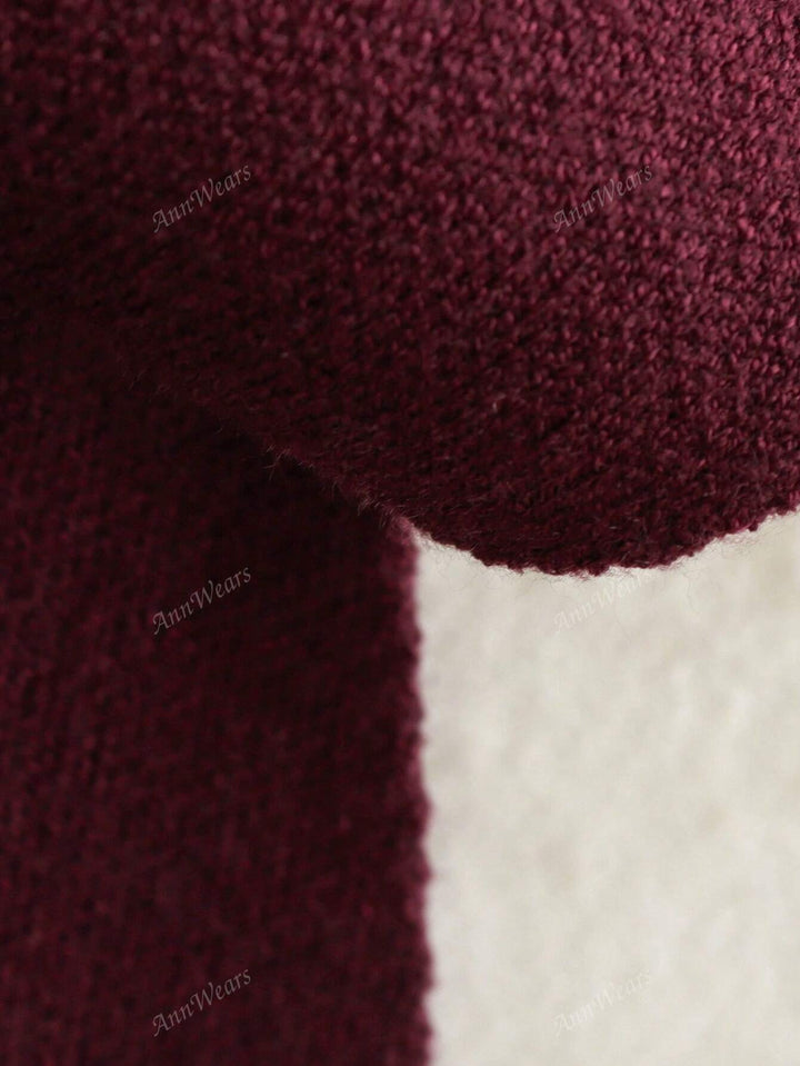 Bordeaux Cinch Button-Up Knit Top