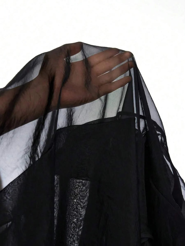 Ruffle Trim Boho Mesh Patchwork Blouse Button Front Casual