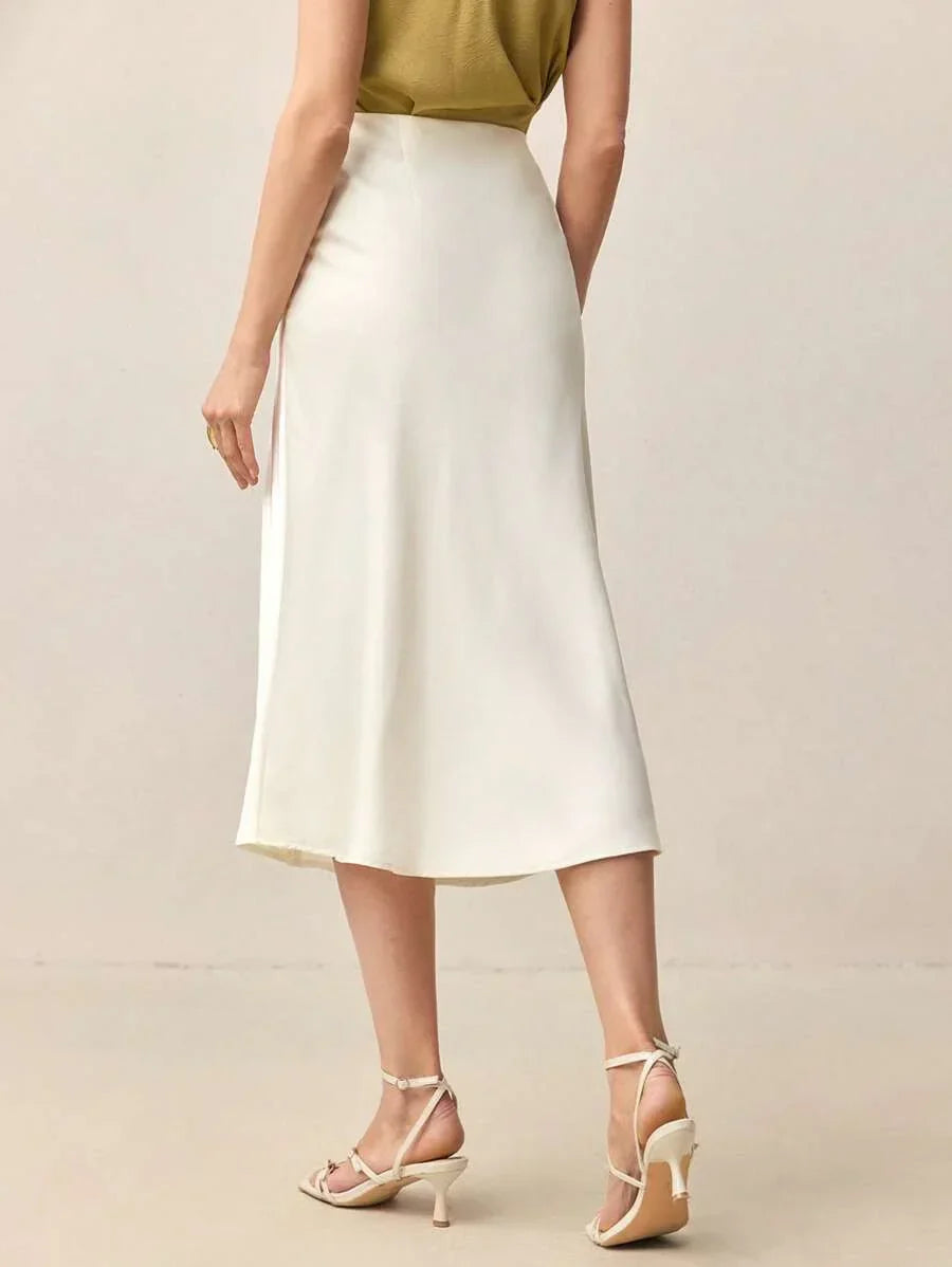 A Line Skort With Side Slit Midi Length Elegant Design