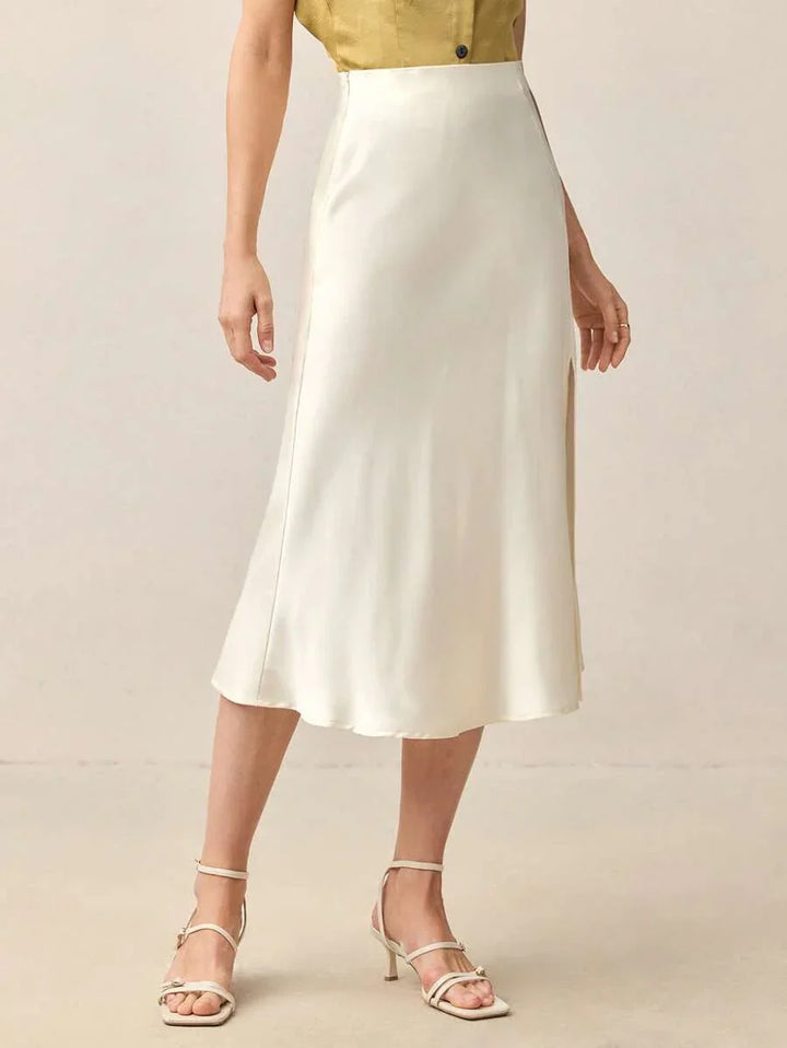 A Line Skort With Side Slit Midi Length Elegant Design