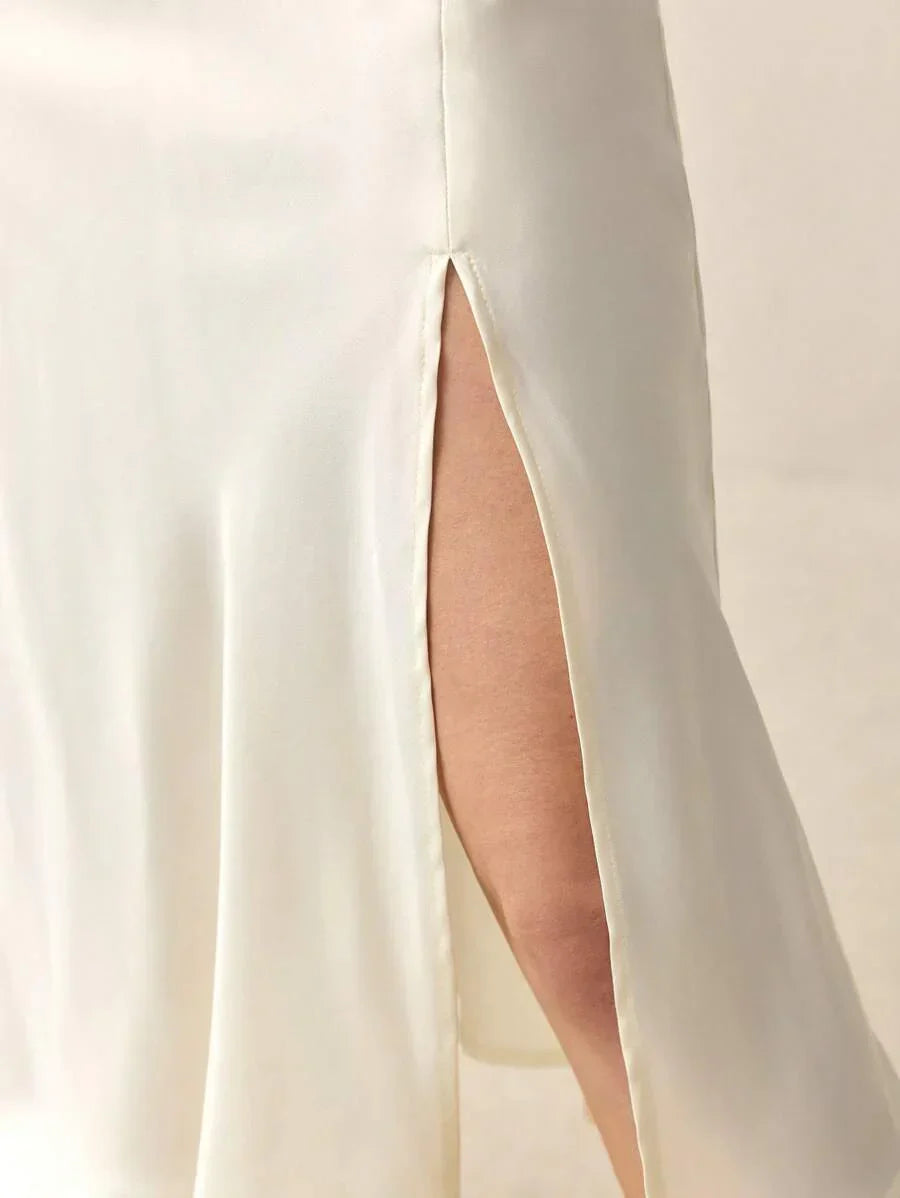 A Line Skort With Side Slit Midi Length Elegant Design