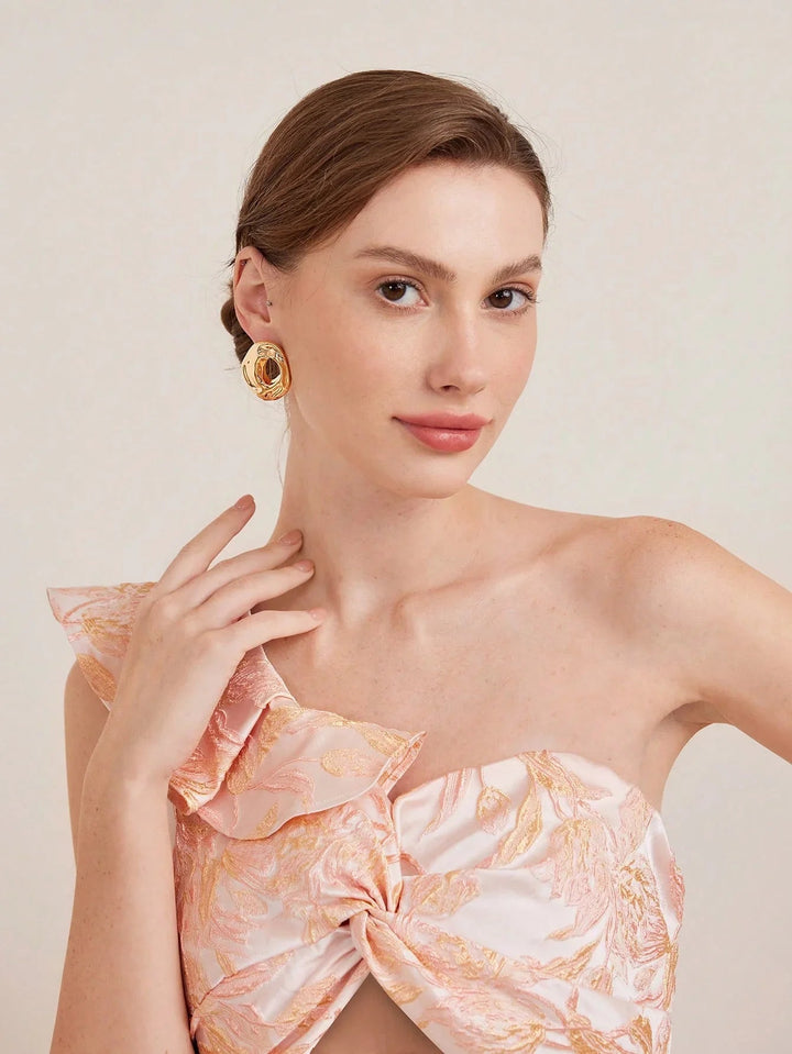 18K Gold Plated Textured Hoop Earrings For Everyday Wear