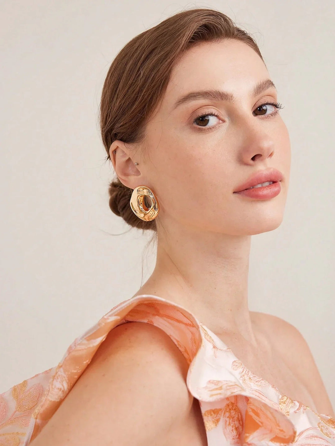 18K Gold Plated Textured Hoop Earrings For Everyday Wear