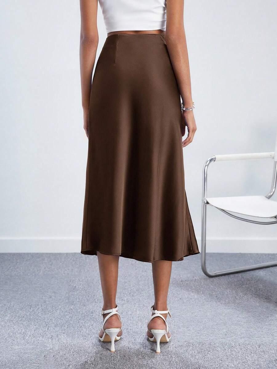 A Line Skort With Side Slit Midi Length Elegant Design