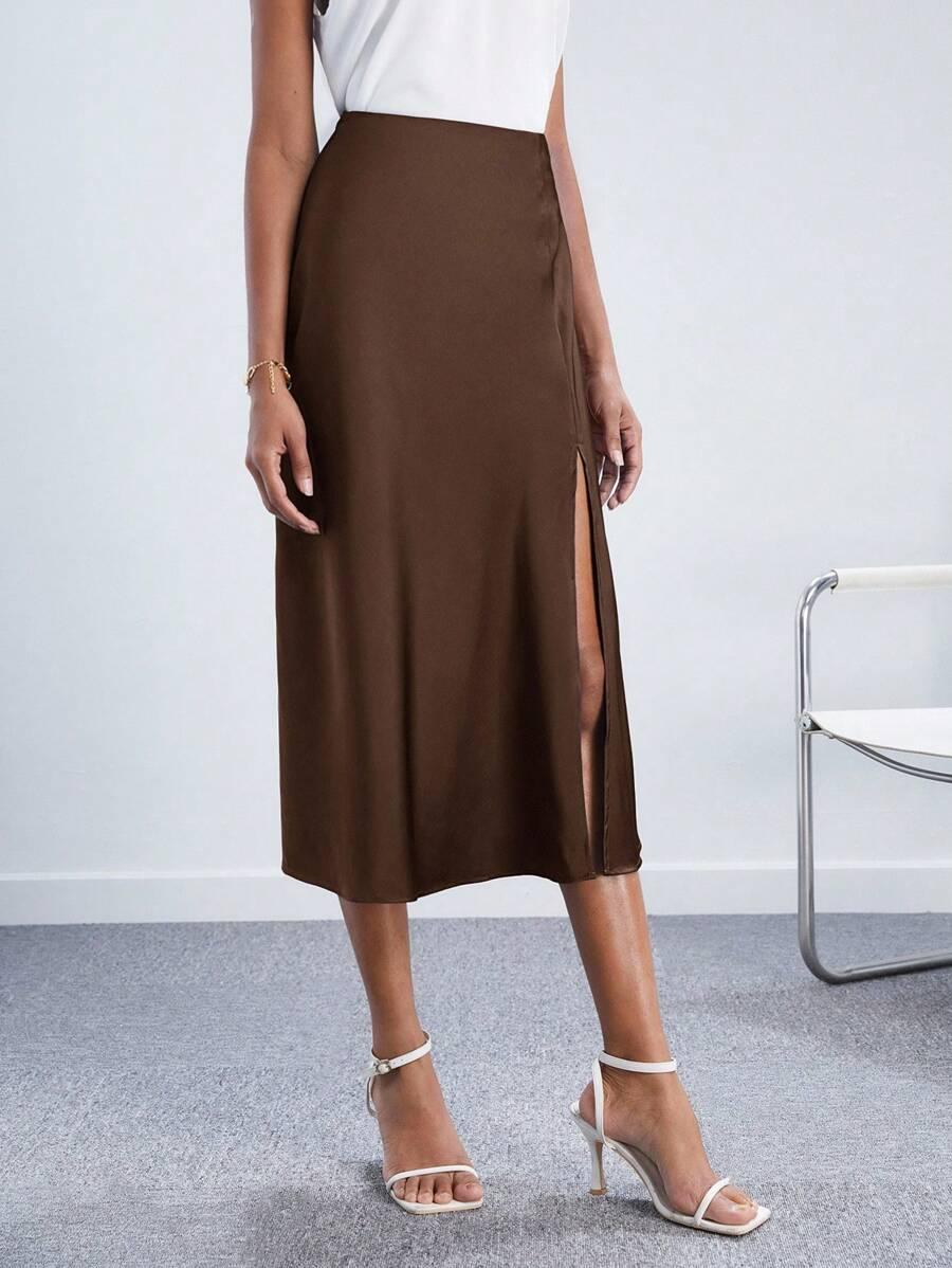 A Line Skort With Side Slit Midi Length Elegant Design