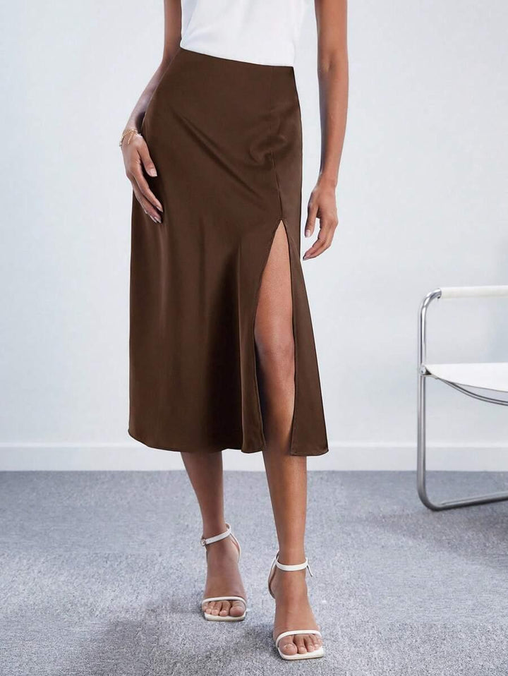 A Line Skort With Side Slit Midi Length Elegant Design