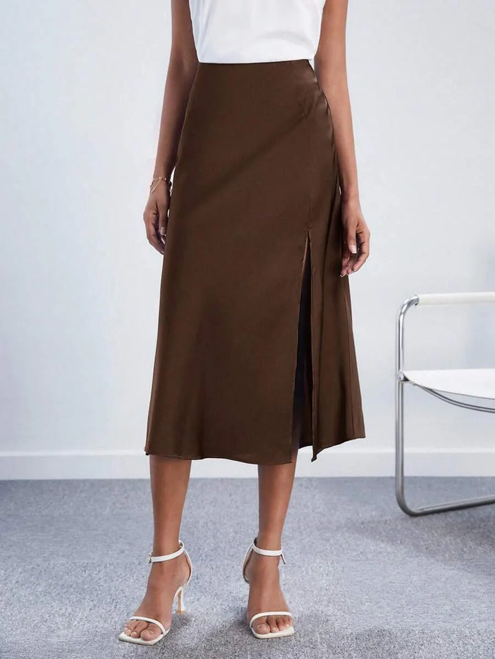 A Line Skort With Side Slit Midi Length Elegant Design