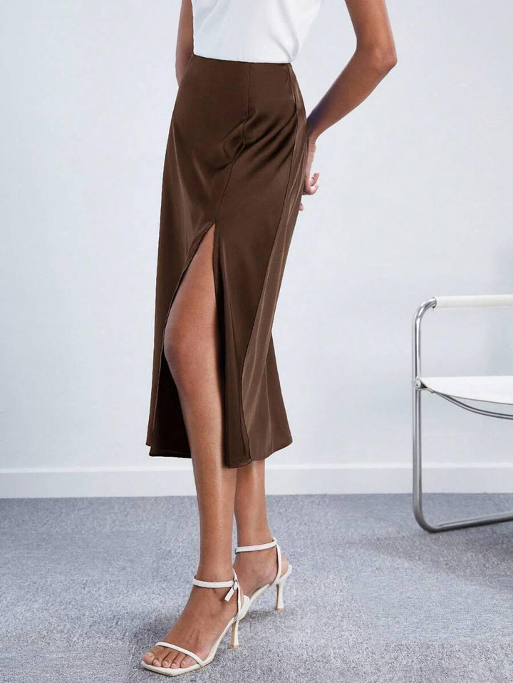 A Line Skort With Side Slit Midi Length Elegant Design