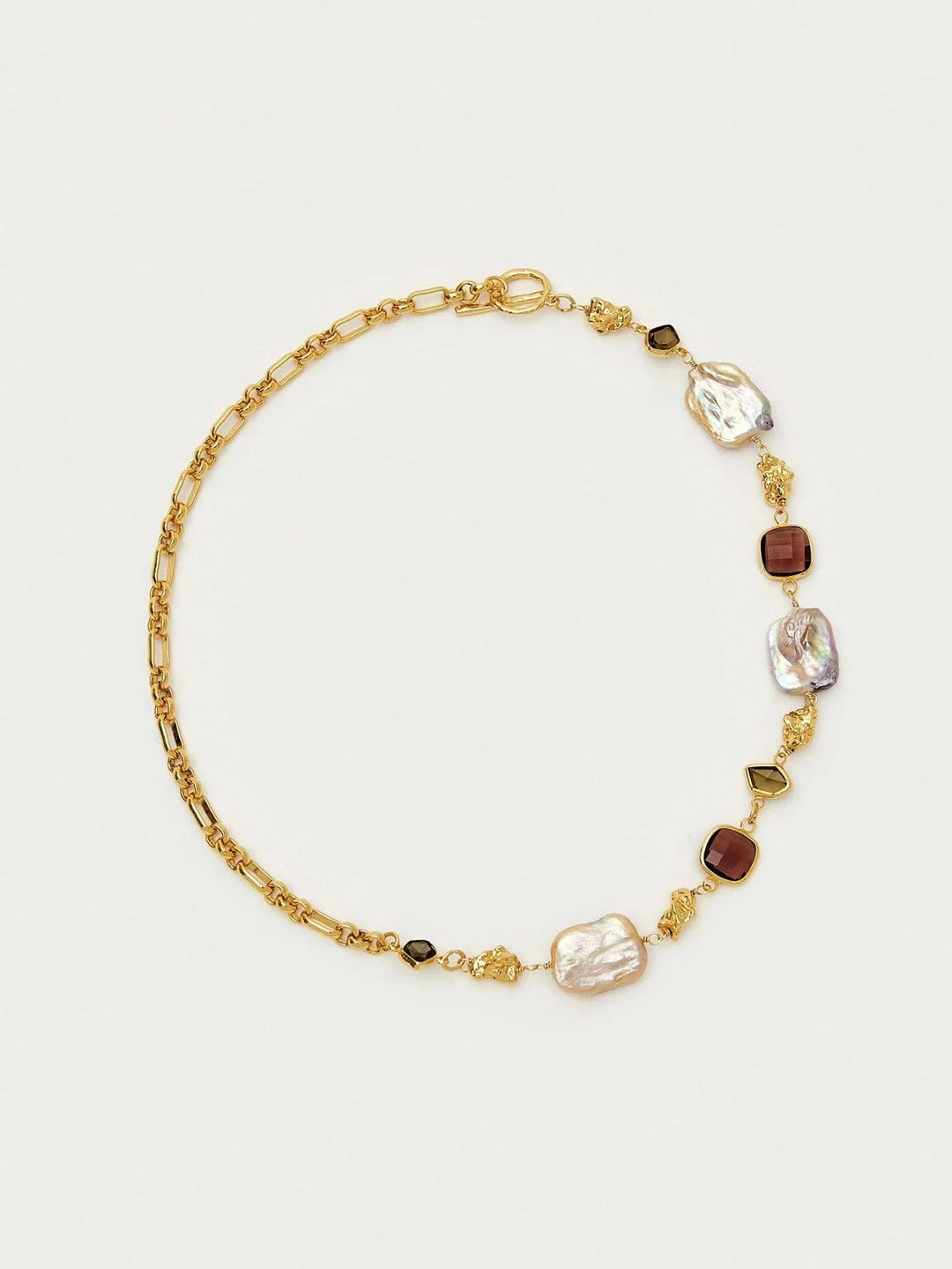 Asymmetrical Faux Pearl Necklace With Gold Finish Glam