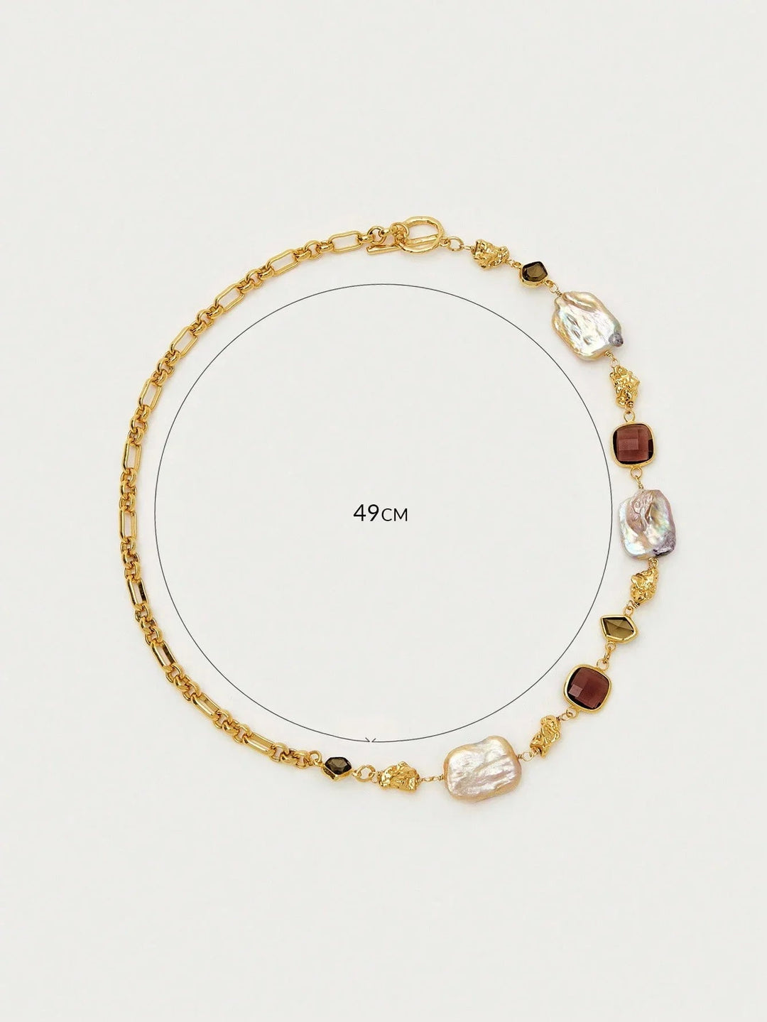 Asymmetrical Faux Pearl Necklace With Gold Finish Glam