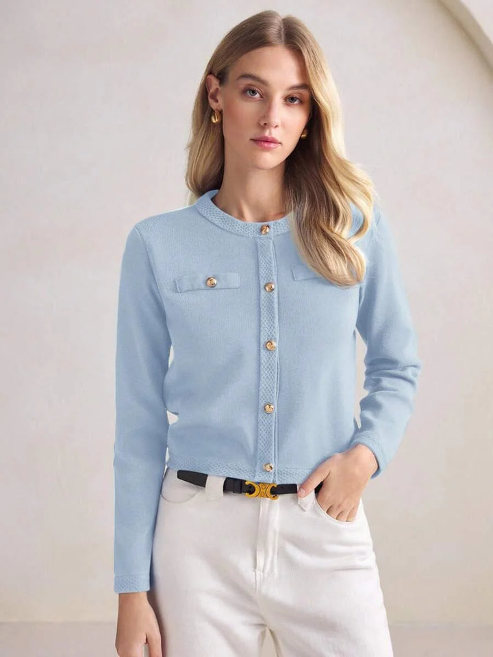 Knit Cardigan With Button Front For Workwear Comfort