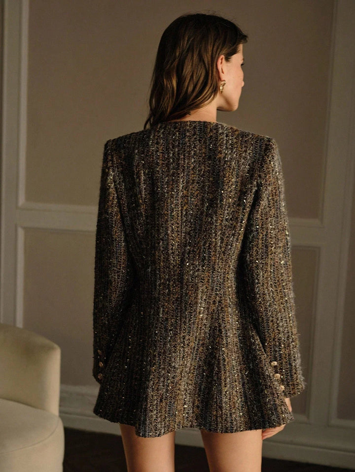 Wool Button Up Jacket All Over Print Regular Fit Chic