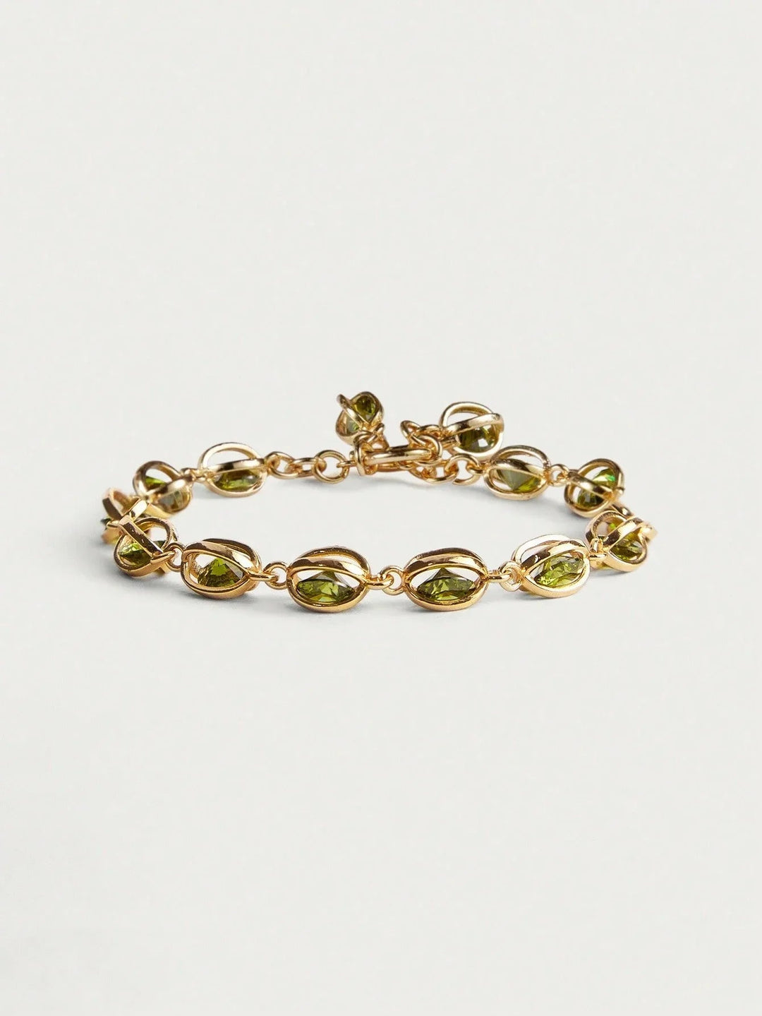 18K Gold Plated Green Zirconia Bezel Bracelet Shine