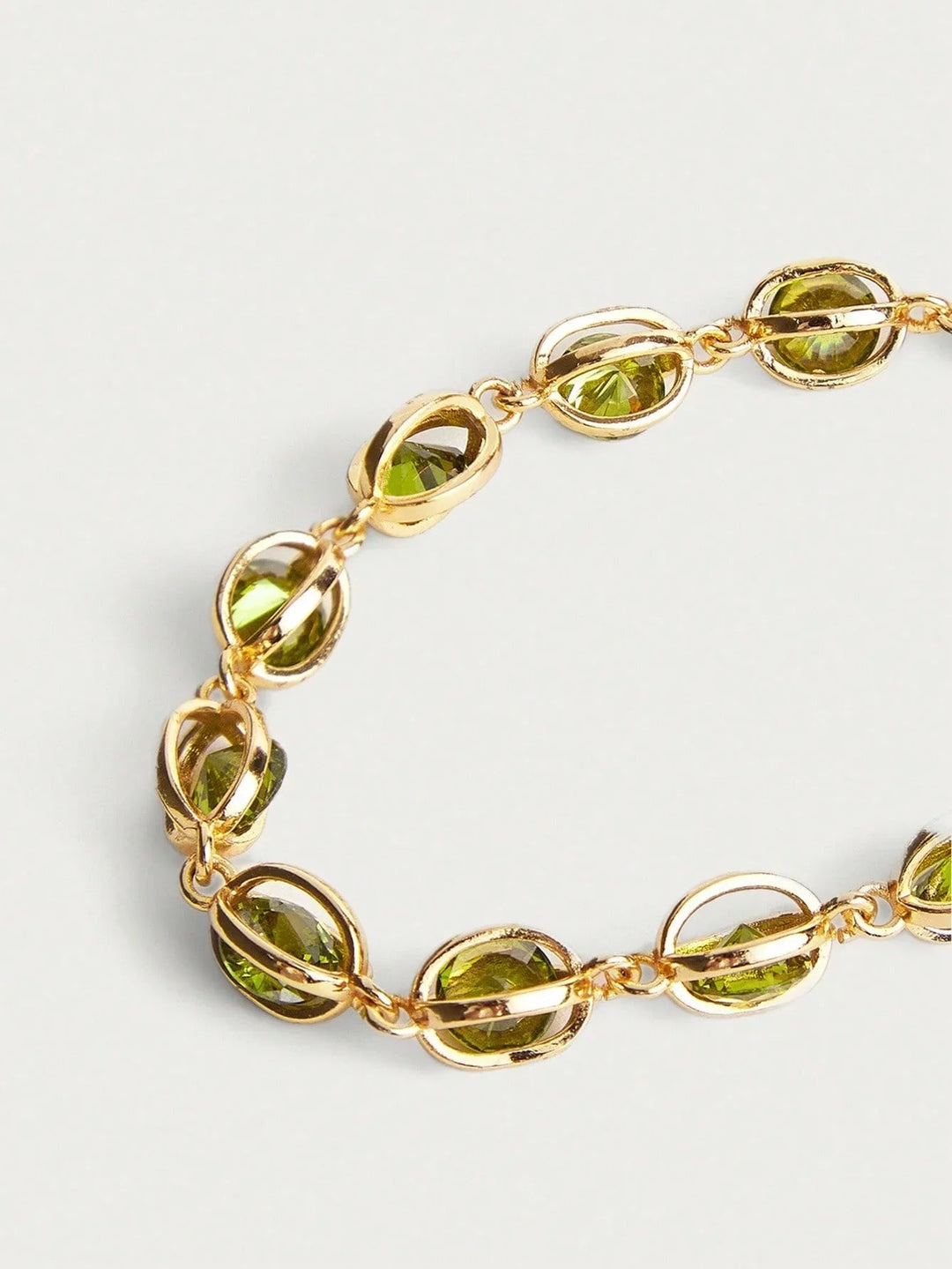 18K Gold Plated Green Zirconia Bezel Bracelet Shine