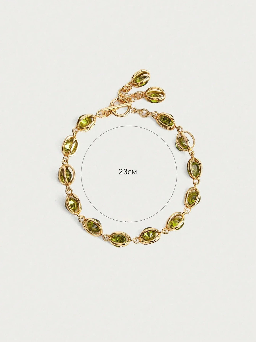 18K Gold Plated Green Zirconia Bezel Bracelet Shine