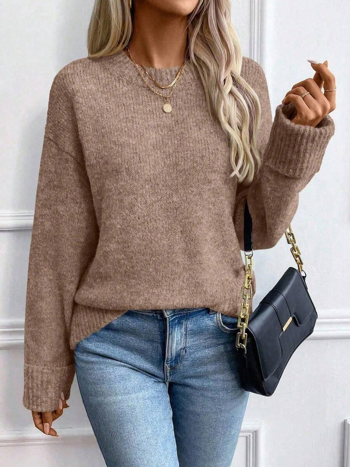 Solid Color Long Sleeve Sweater Cozy Everyday Knit Pullover
