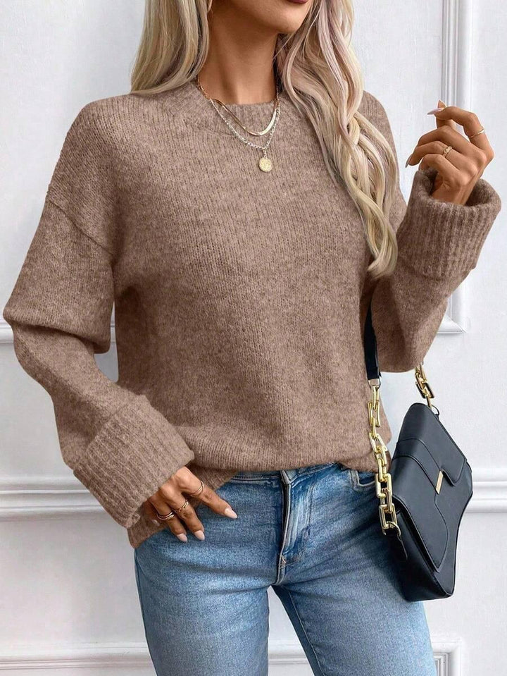 Solid Color Long Sleeve Sweater Cozy Everyday Knit Pullover