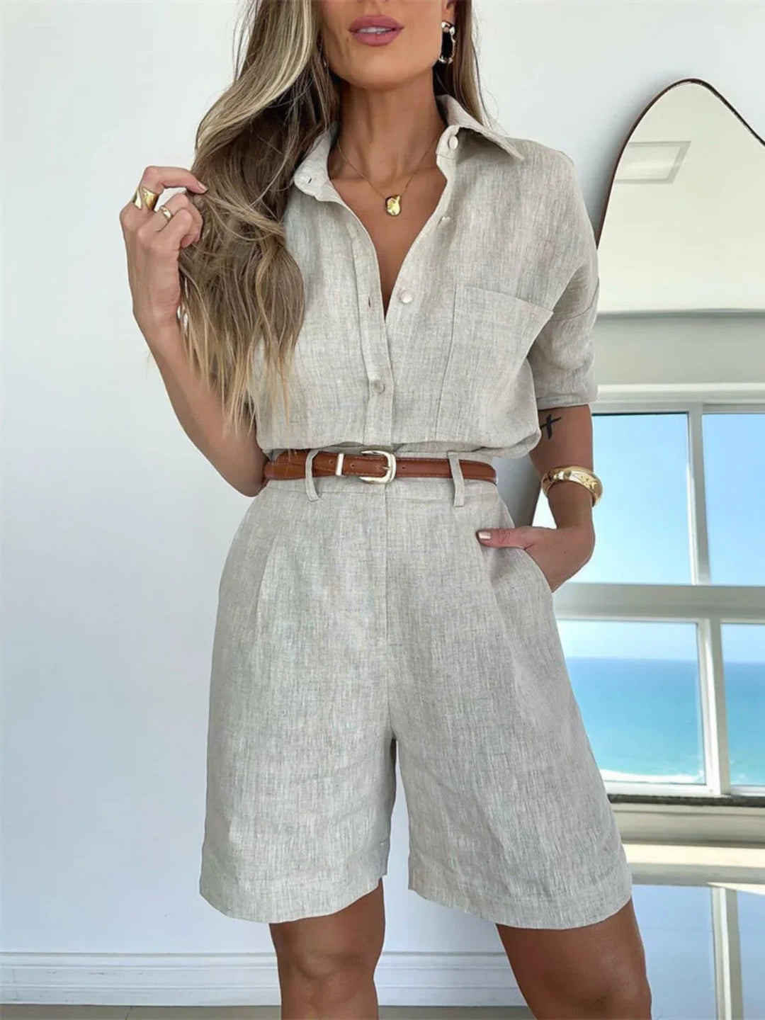 Everyday Elegance Shorts & Shirt Matching Suit