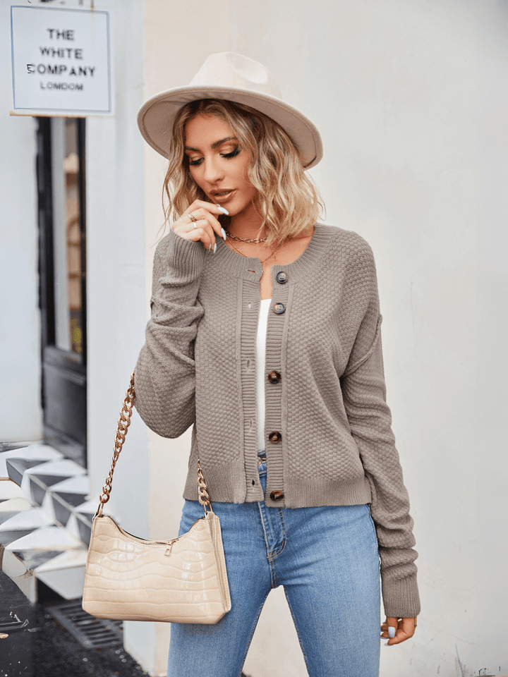 Taupe Willow Crest Textured Cardigan