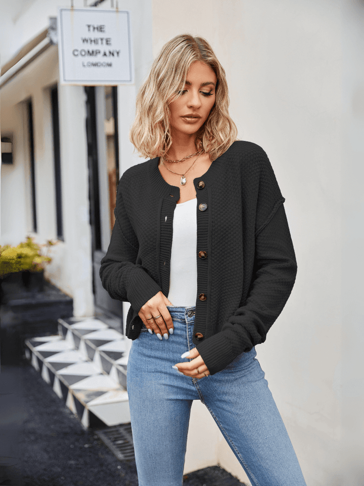 Black Willow Crest Textured Cardigan