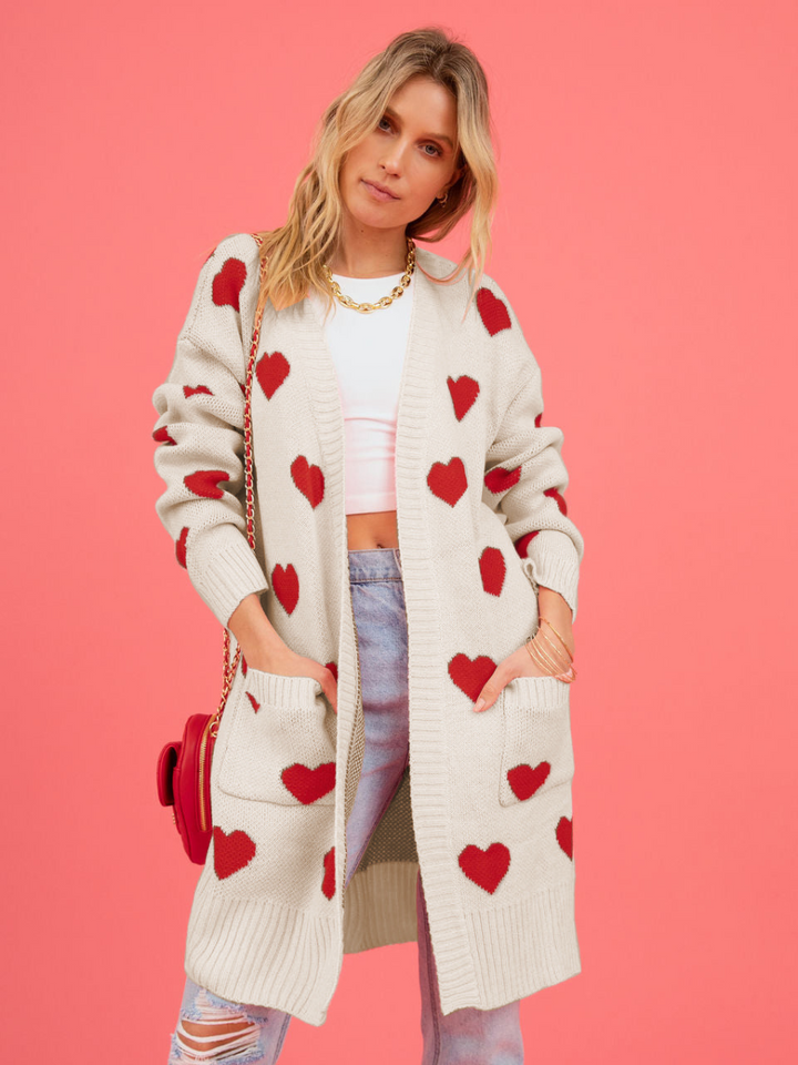 Amour Hearts Knit Long Cardigan