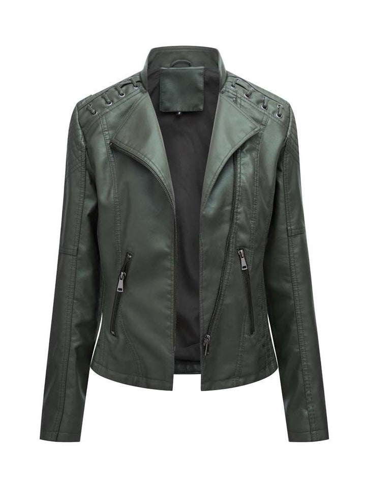 Verde Edge Lace-Up Faux Leather Jacket