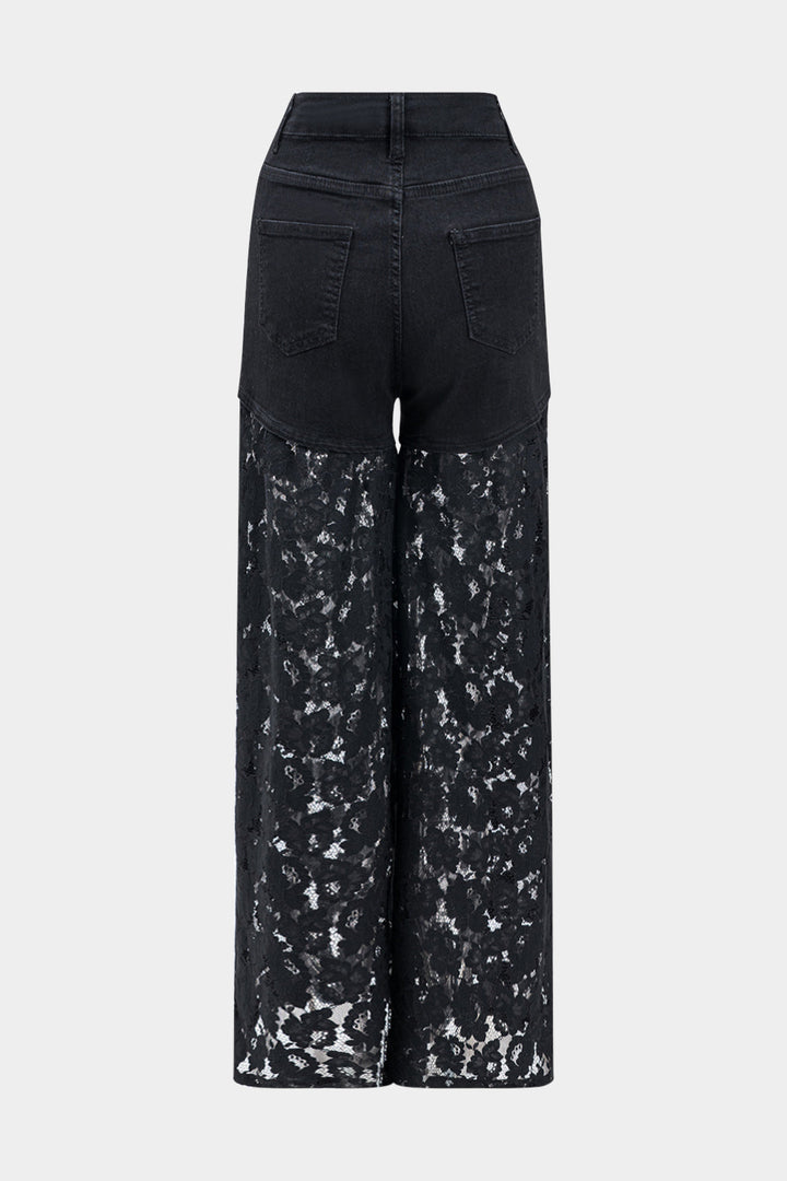 Valeria Lace-Detail High-Waisted Jeans
