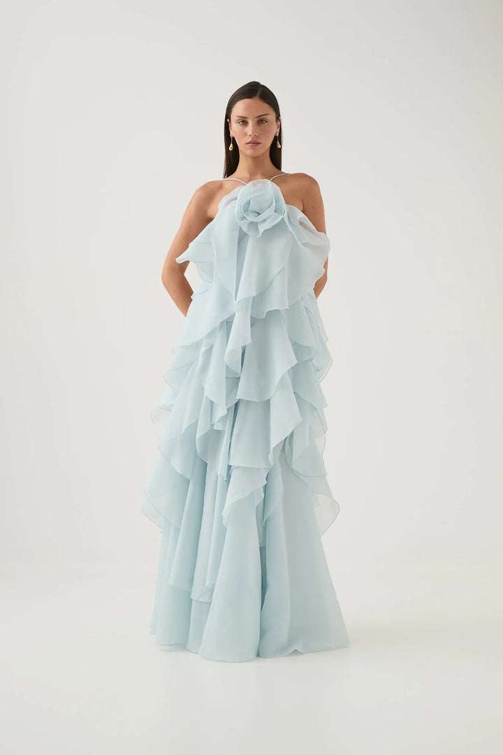 Estelle - Ruffle Halter Maxi Dress