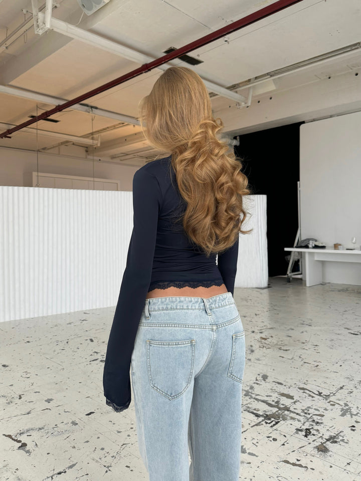 Blair basic lace top - dark blue