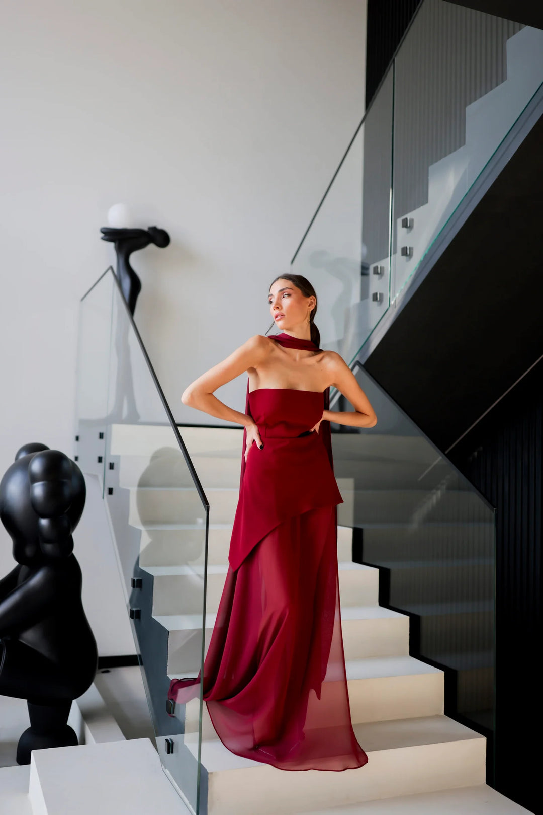 Elodie - Strapless Chiffon Gown