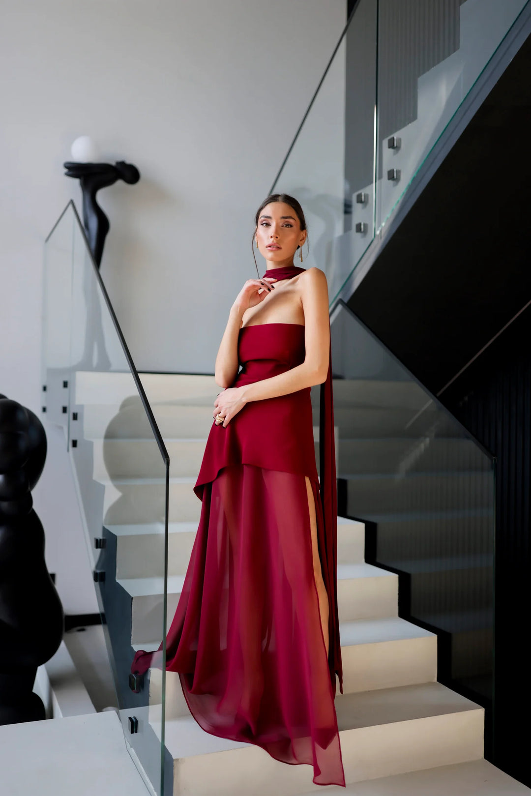 Elodie - Strapless Chiffon Gown