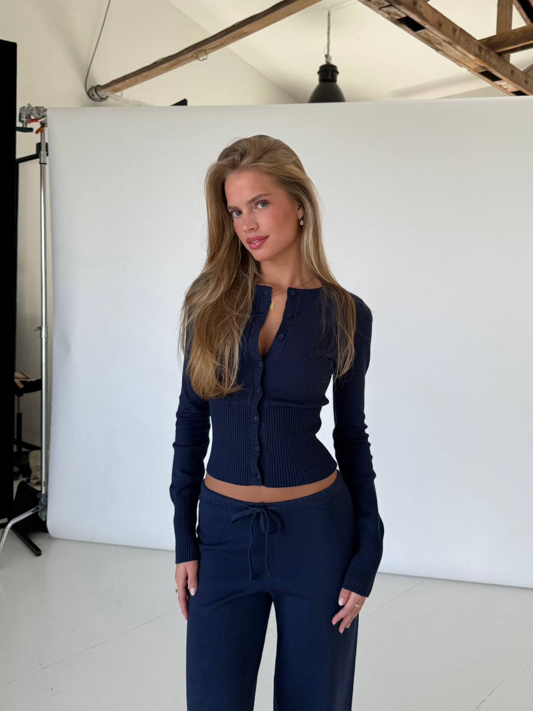 Knit trousers - dark blue