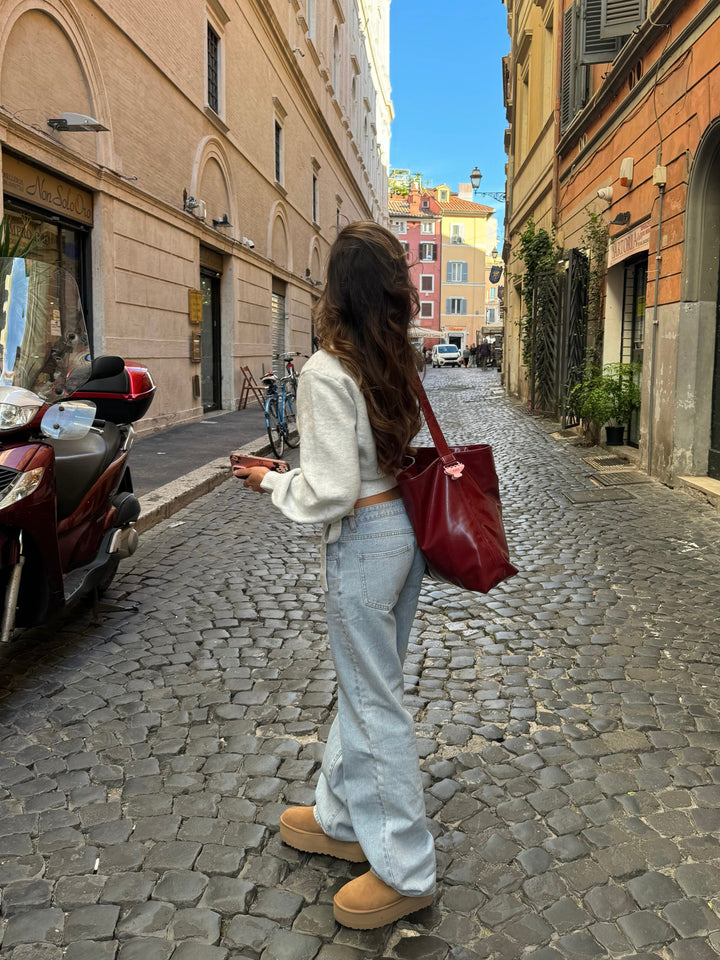 Wool blend wrap cardigan - light grey