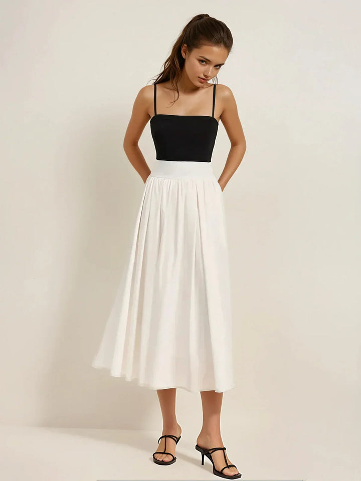 Casual Slim Fit High Waist Pleated Skirt