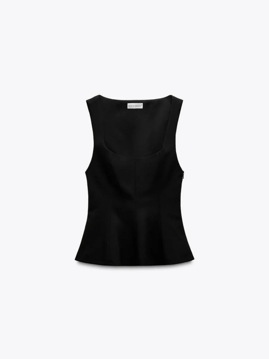 Slim-fit Square Collar Sleeveless Peplum Top