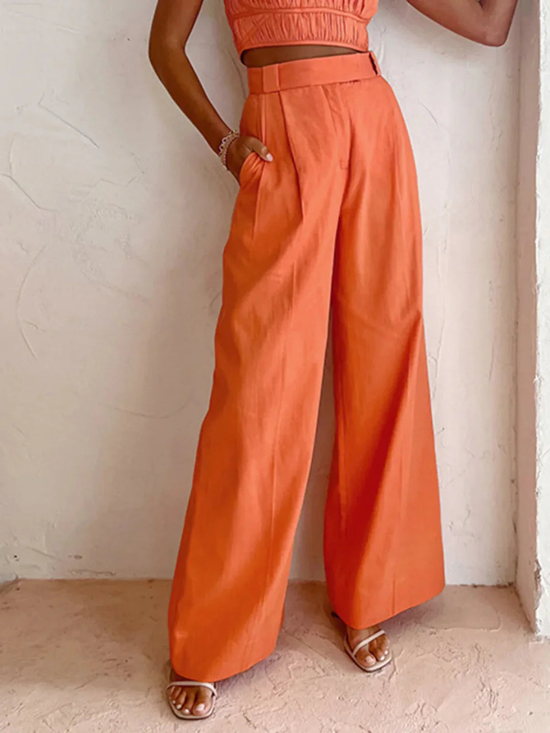 Vitamin-C Casual High Waist Wide Leg Pants
