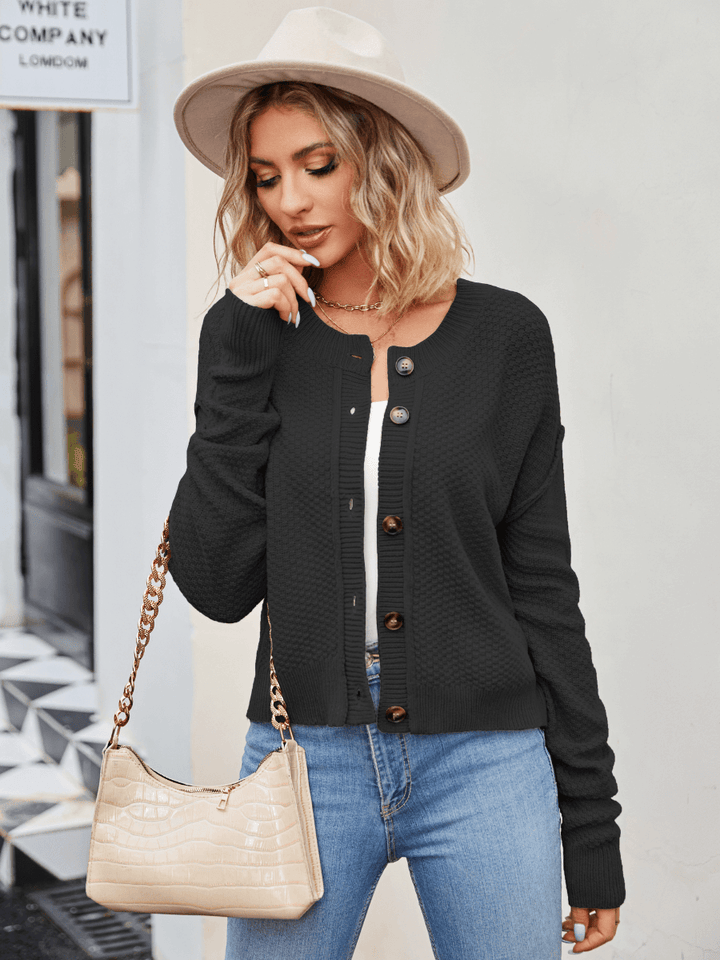 Black Willow Crest Textured Cardigan
