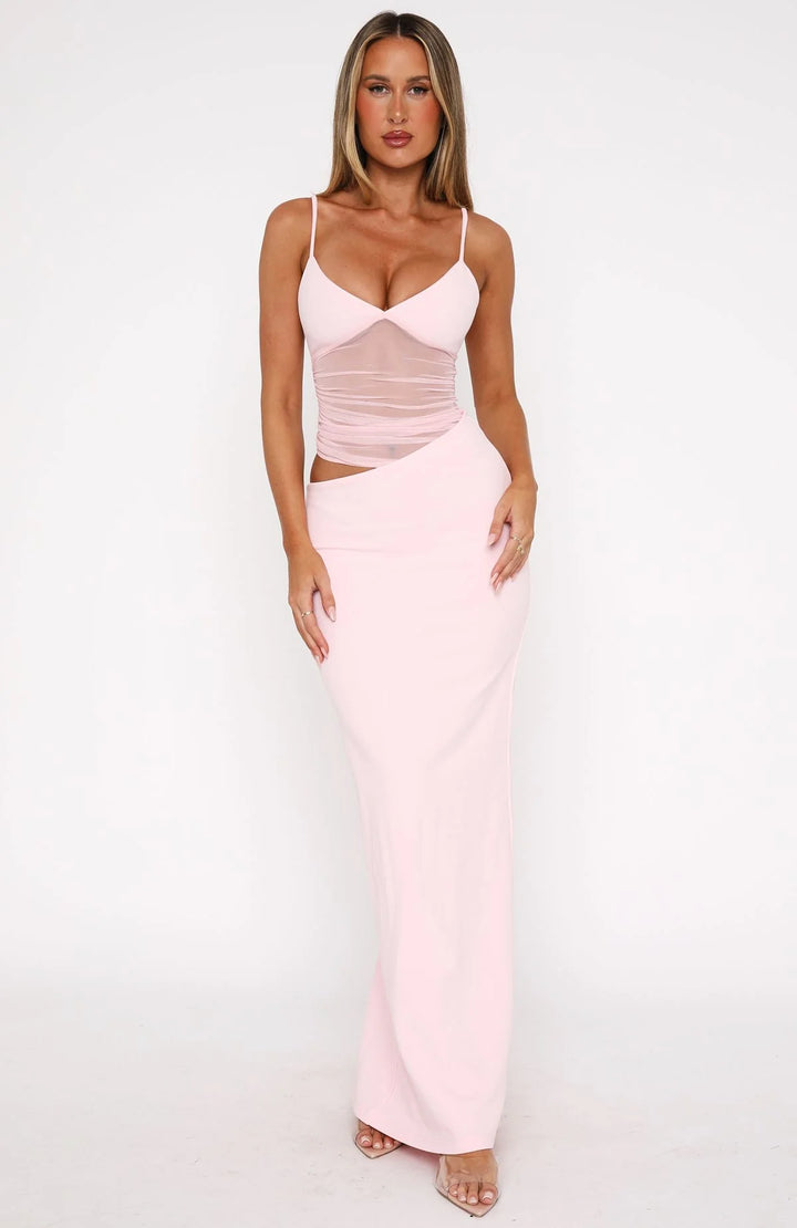 Aria - Mesh Cut-Out Maxi Dress