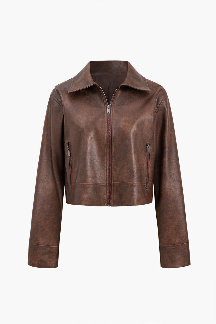 Ridgewood Vintage Faux Leather Zip Jacket And Skirt