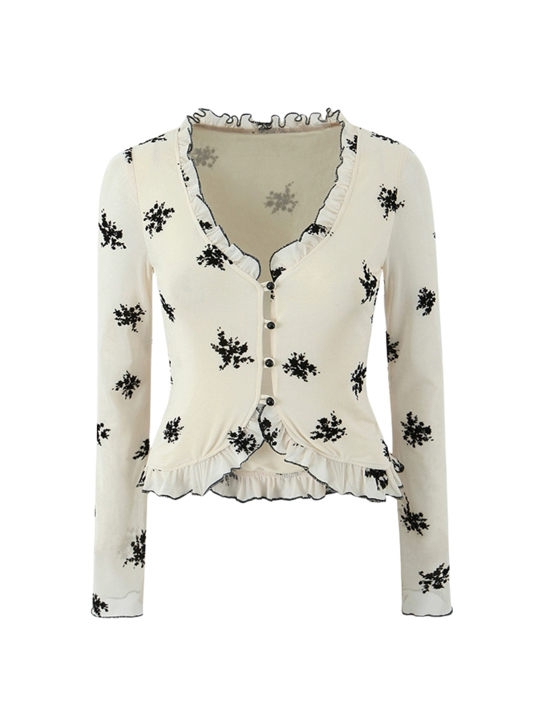 Cielle Ruched Floral Button Top