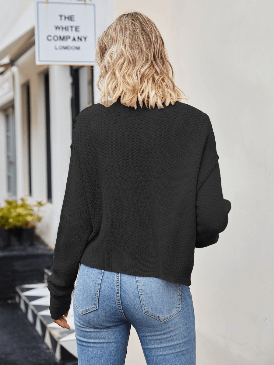 Black Willow Crest Textured Cardigan