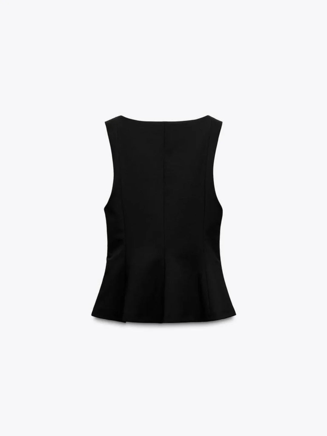 Slim-fit Square Collar Sleeveless Peplum Top