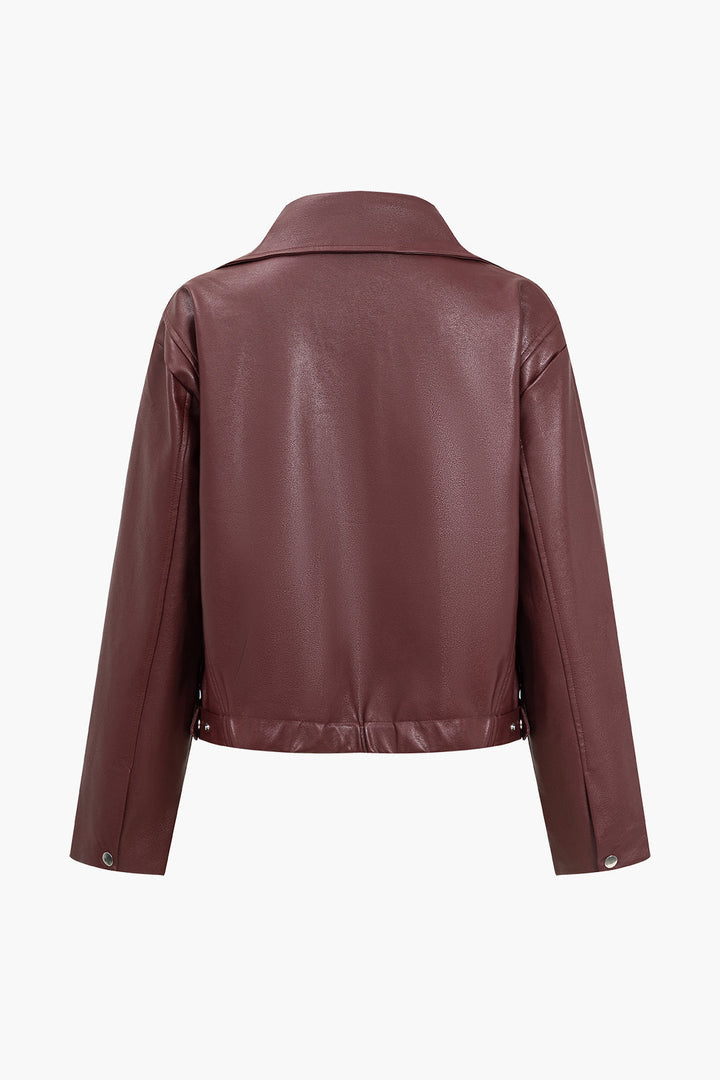 Brickhaus Zip-Up Faux Leather Bomber