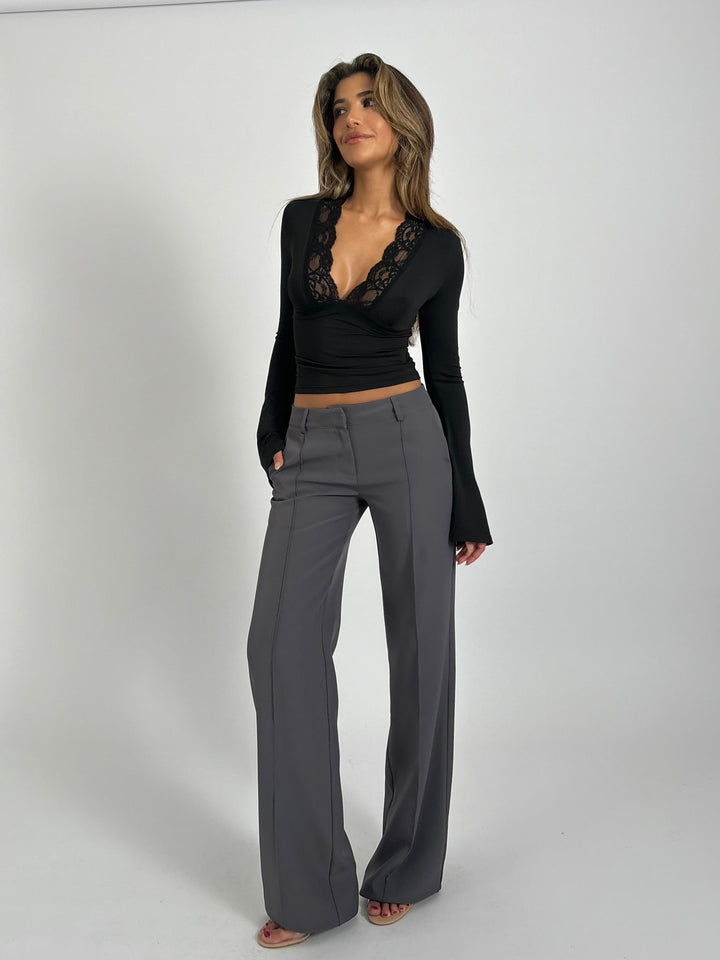 Vera Wide low waist trousers - dark grey