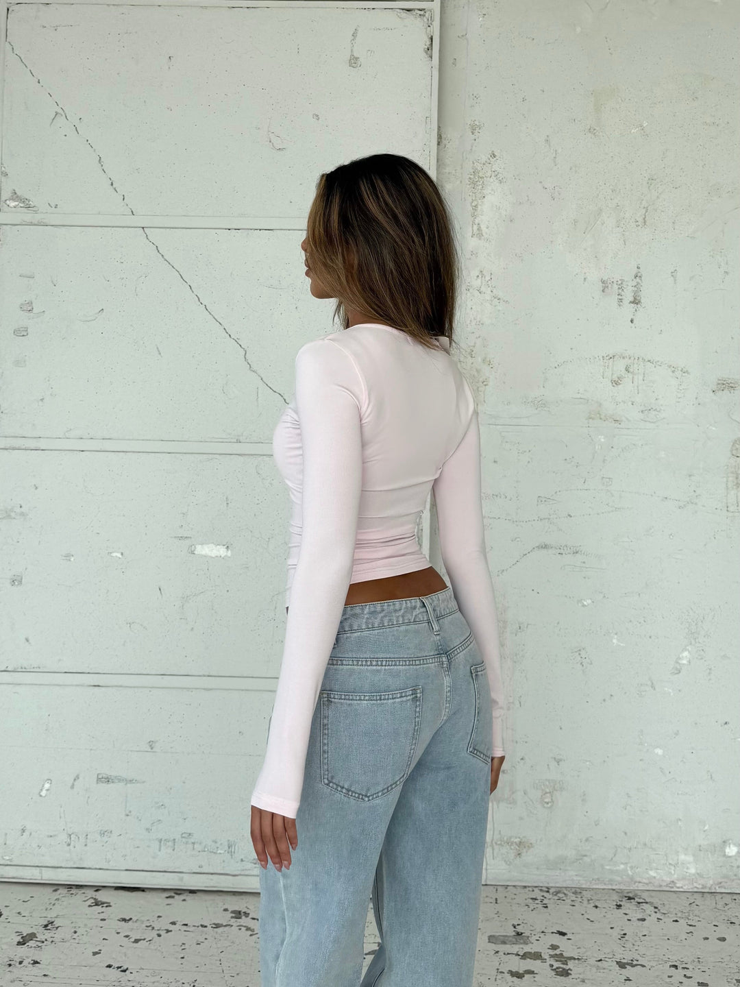 Basic v-neck top - Pink