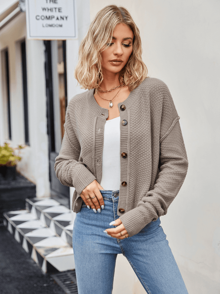 Taupe Willow Crest Textured Cardigan