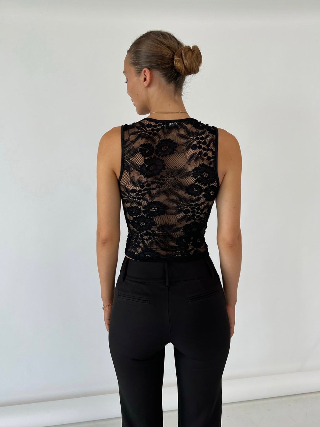 Lace tank top - black