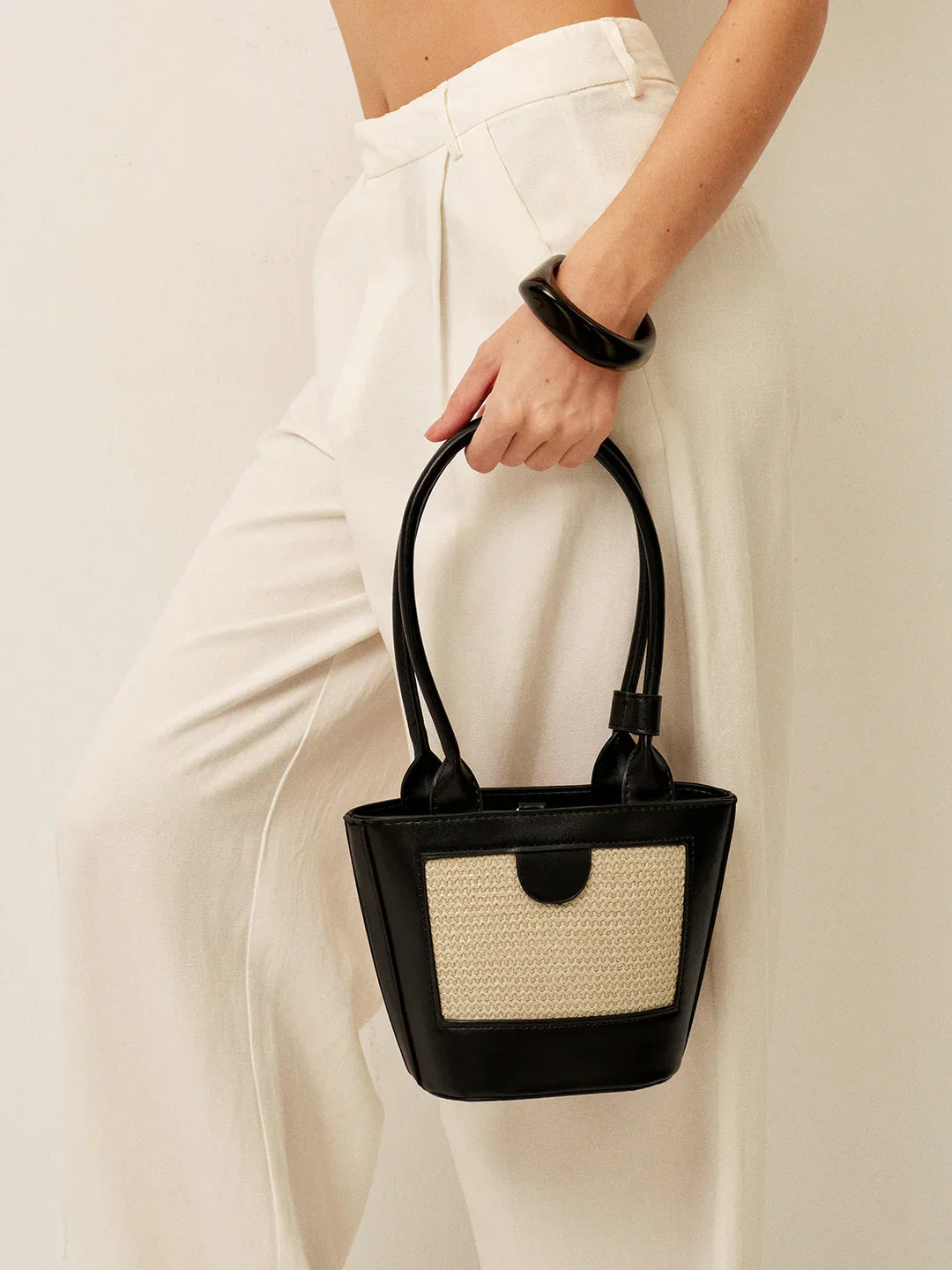 Duo-Tone Woven Panel Tote Bag